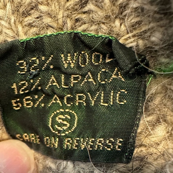 Wool Alpaca Blend Women’s Light Brown Mock Neck Ribbed Knit Cozy Sweater Sz S - Picture 6 of 9